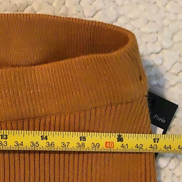 NWT BCBG Paris orange size Large stretchy ribbed wide-leg pants.  See pictures. - Picture 6 of 9